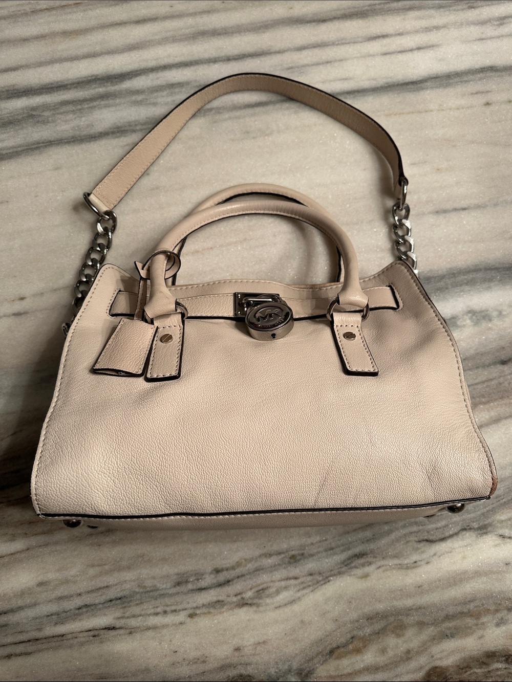 Michael Kors Hamilton satchel in ivory leather